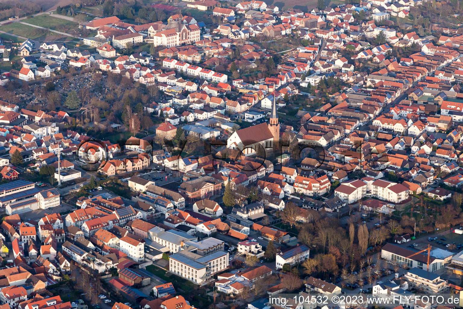 Aerial view of District Herxheim in Herxheim bei Landau in the state Rhineland-Palatinate, Germany