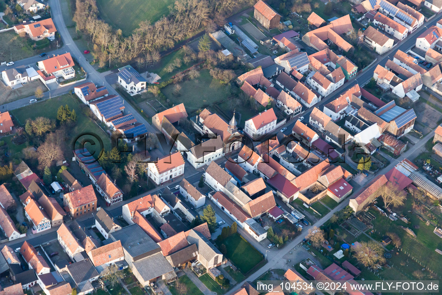 Herxheimweyher in the state Rhineland-Palatinate, Germany seen from above