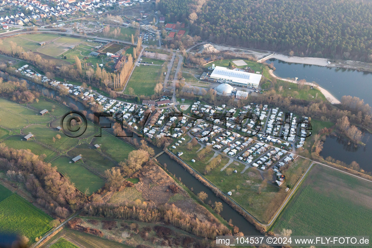 Camping in Rülzheim in the state Rhineland-Palatinate, Germany