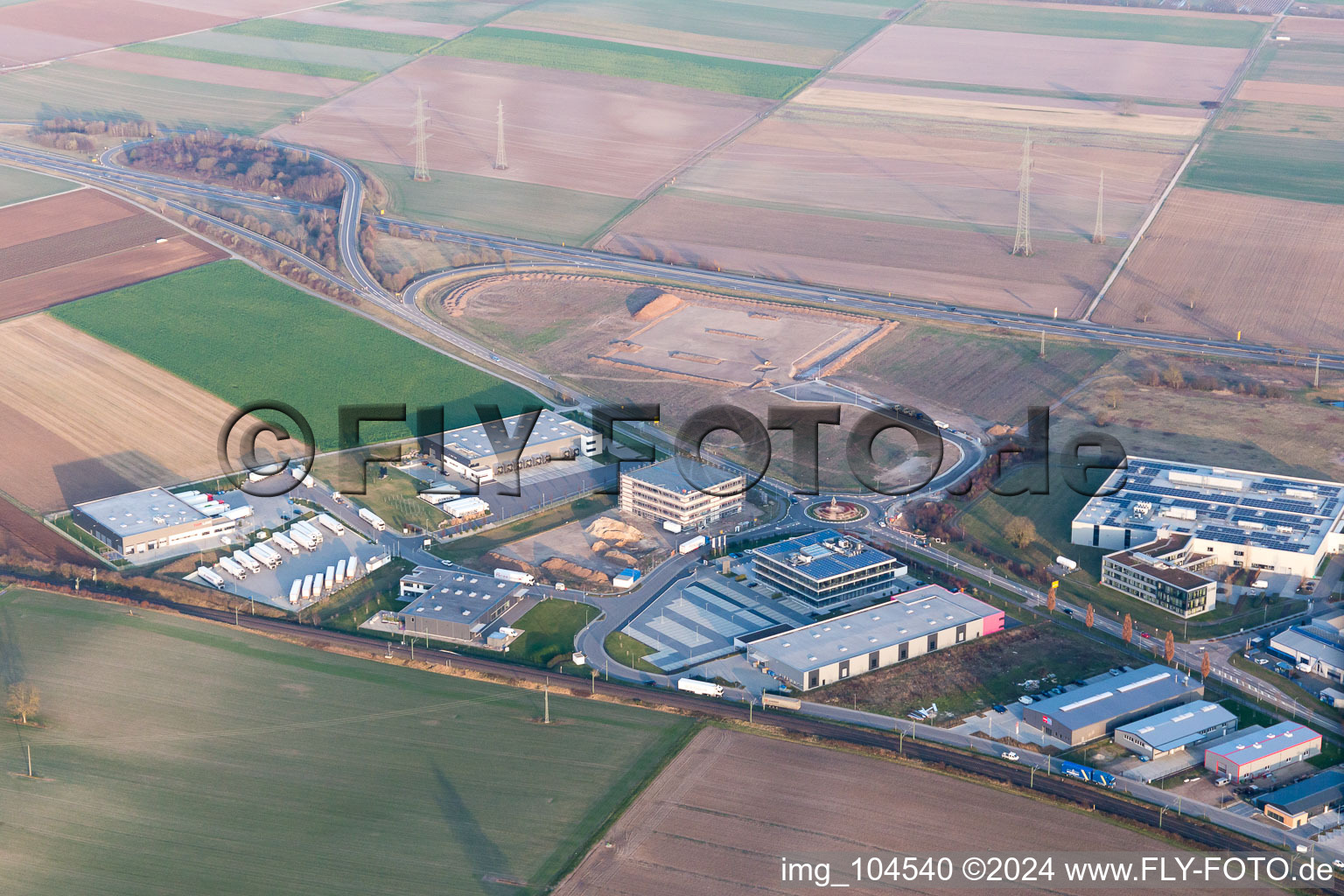 Aerial view of Rülzheim in the state Rhineland-Palatinate, Germany