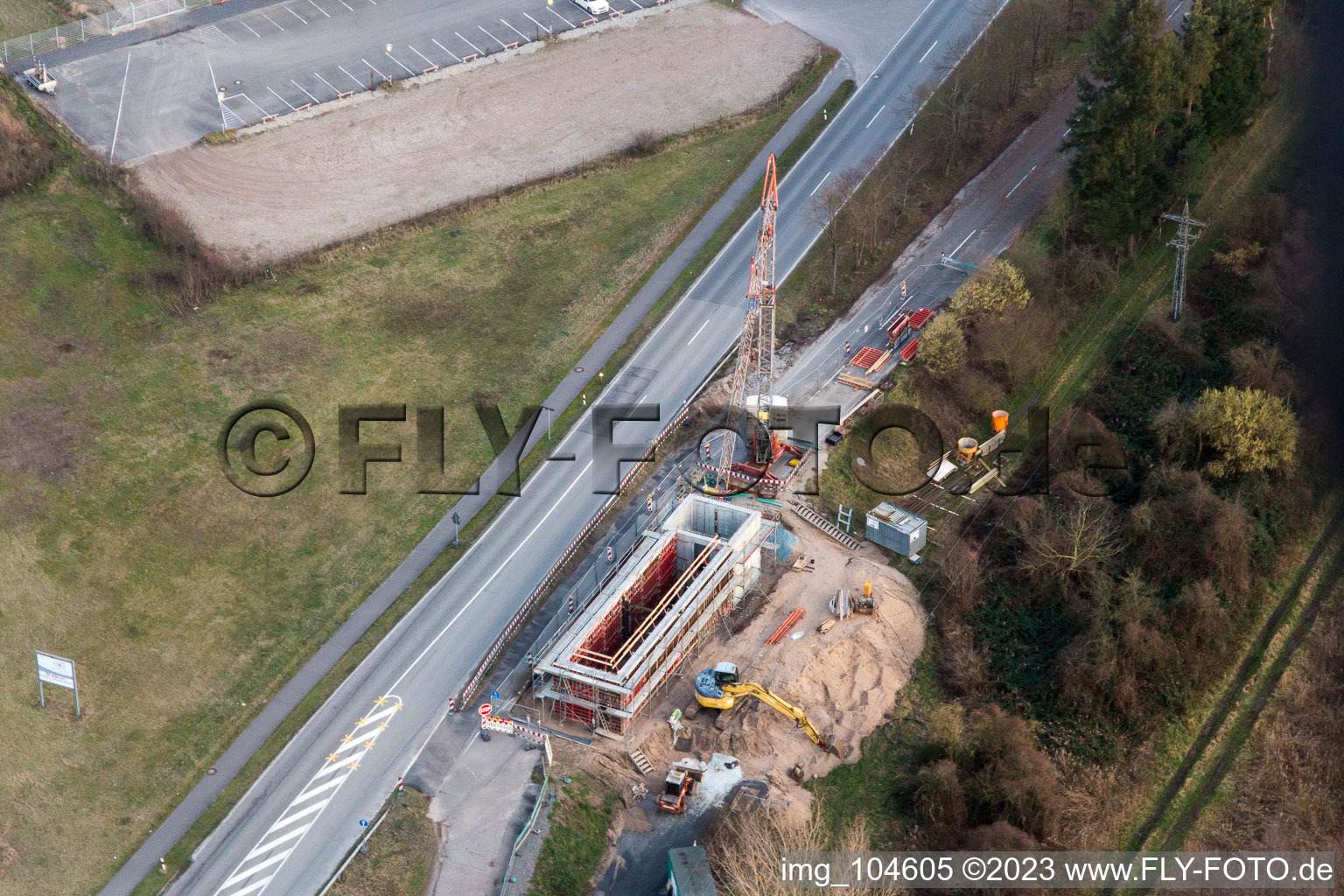 District Neudorf in Graben-Neudorf in the state Baden-Wuerttemberg, Germany viewn from the air