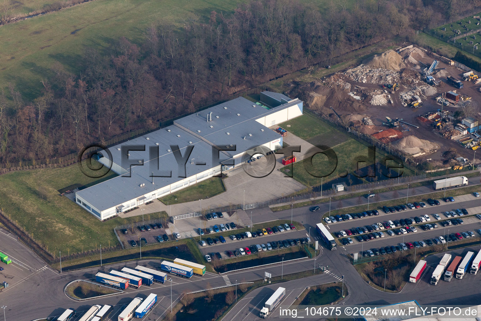 Aerial view of Horst Industrial Estate in the district Minderslachen in Kandel in the state Rhineland-Palatinate, Germany