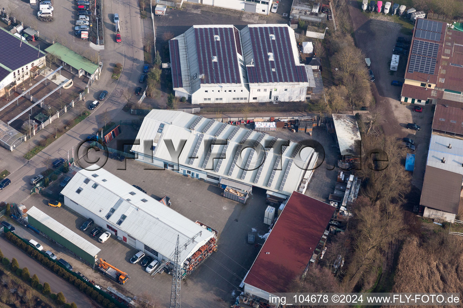 Horst industrial area in the district Minderslachen in Kandel in the state Rhineland-Palatinate, Germany from above