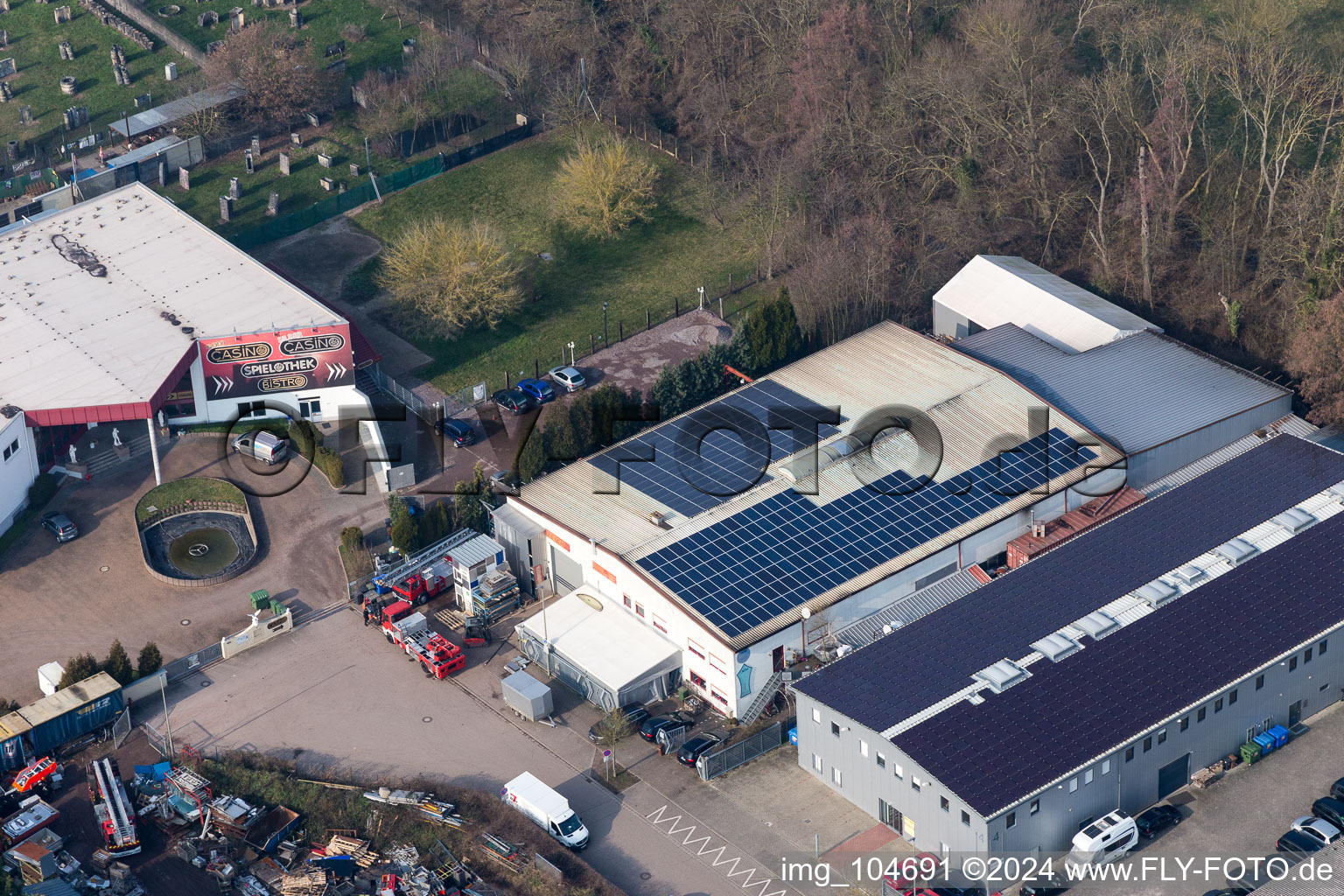 Aerial view of Horst industrial area in the district Minderslachen in Kandel in the state Rhineland-Palatinate, Germany