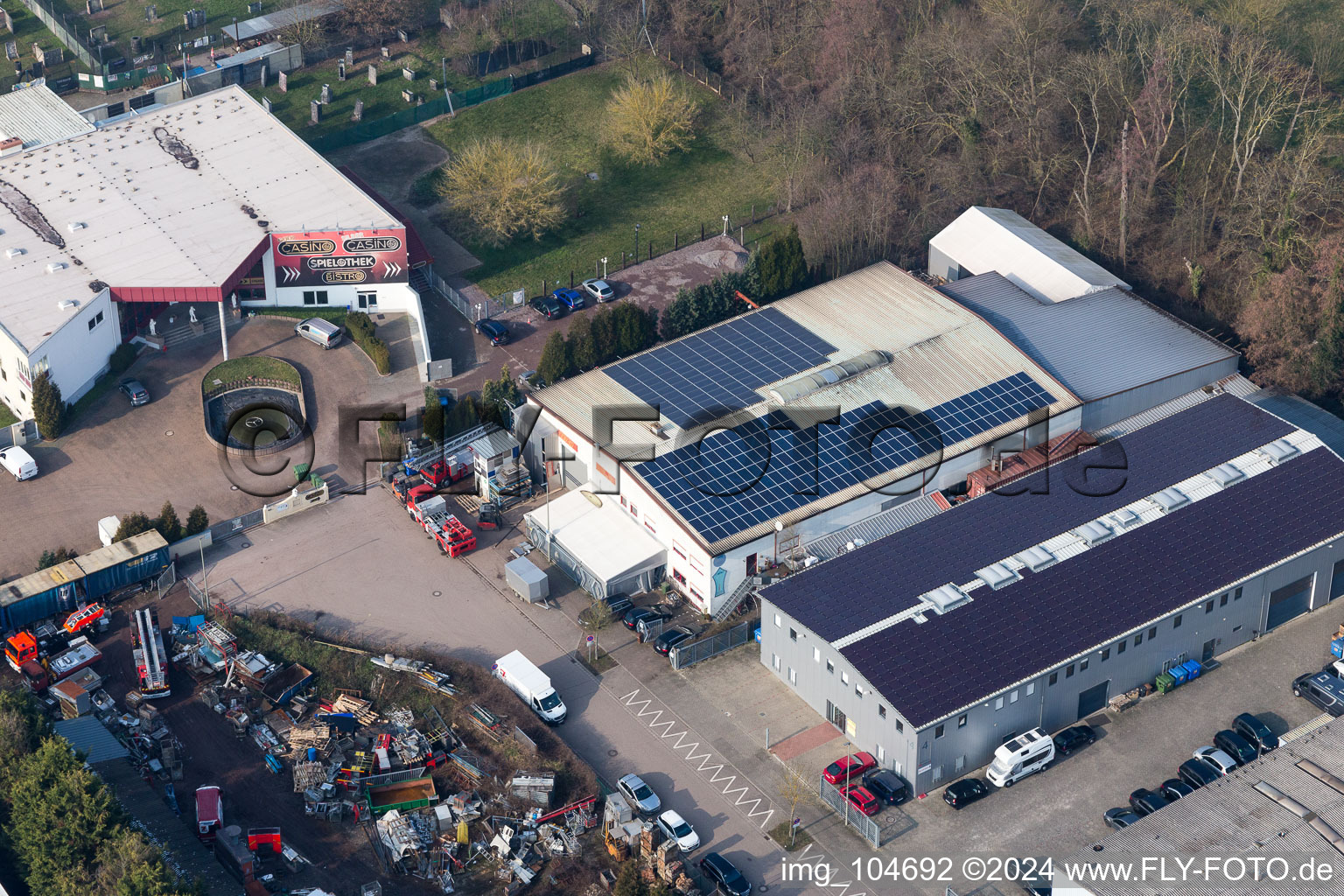 Aerial photograpy of Horst Industrial Estate in the district Minderslachen in Kandel in the state Rhineland-Palatinate, Germany