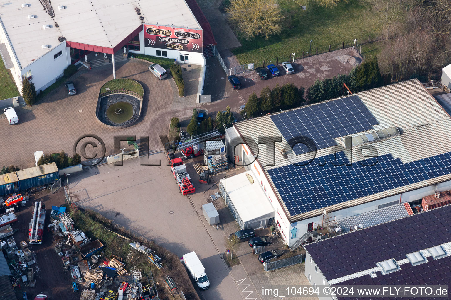 Oblique view of Horst Industrial Estate in the district Minderslachen in Kandel in the state Rhineland-Palatinate, Germany