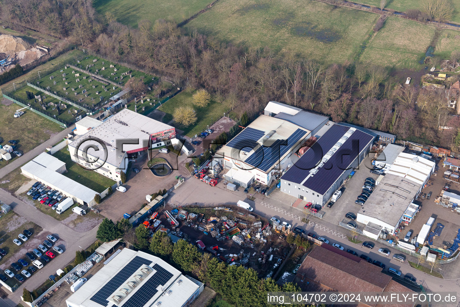 Horst Industrial Estate in the district Minderslachen in Kandel in the state Rhineland-Palatinate, Germany seen from above