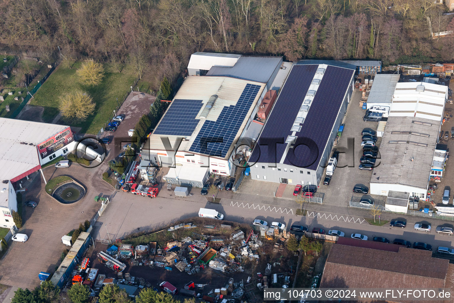 Horst industrial area in the district Minderslachen in Kandel in the state Rhineland-Palatinate, Germany from the plane