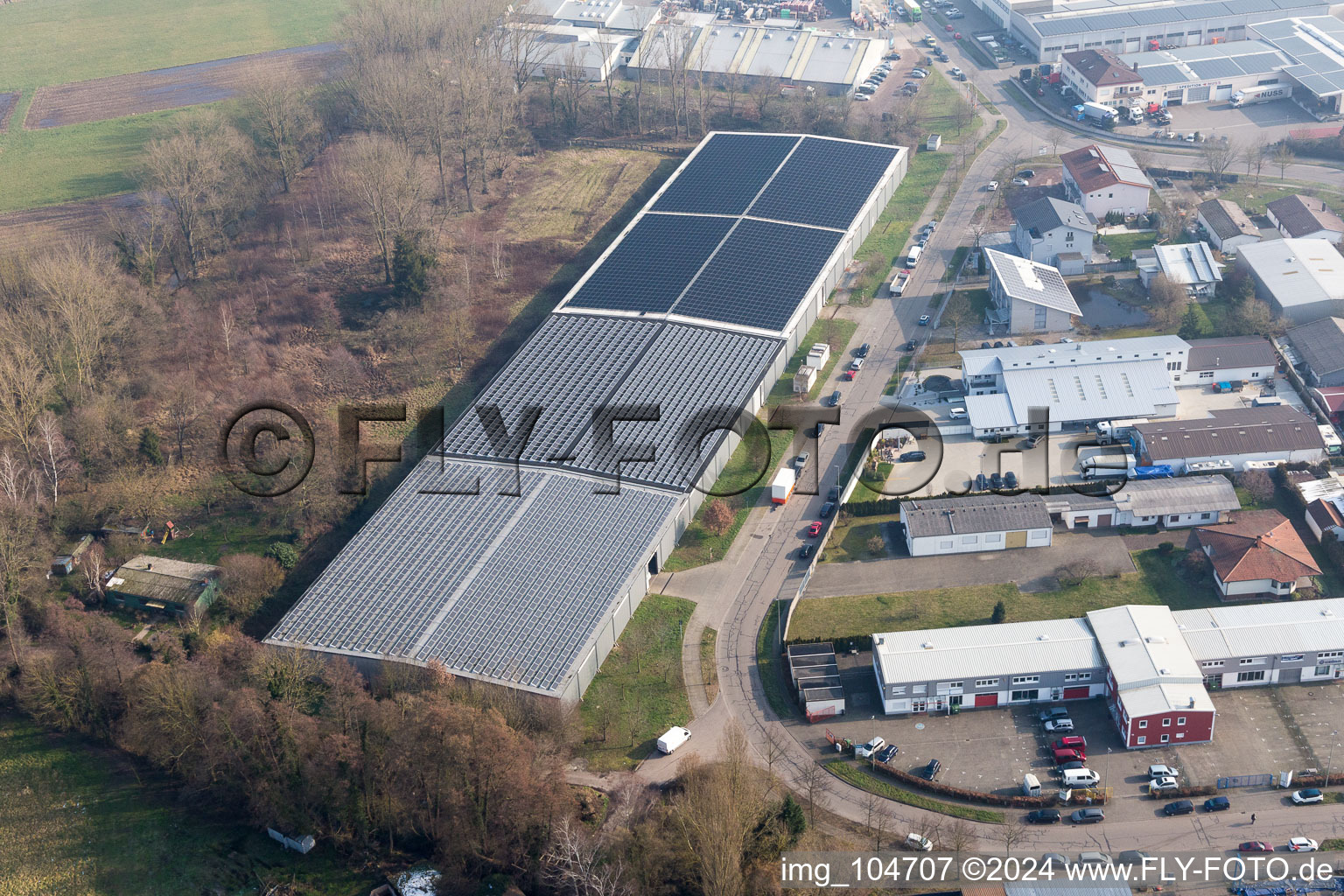 Drone recording of Horst Industrial Estate in the district Minderslachen in Kandel in the state Rhineland-Palatinate, Germany