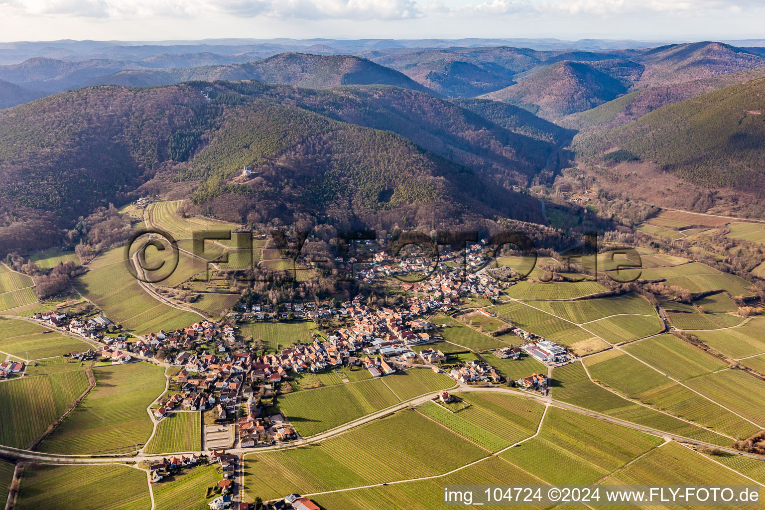 Aerial photograpy of Burrweiler in the state Rhineland-Palatinate, Germany