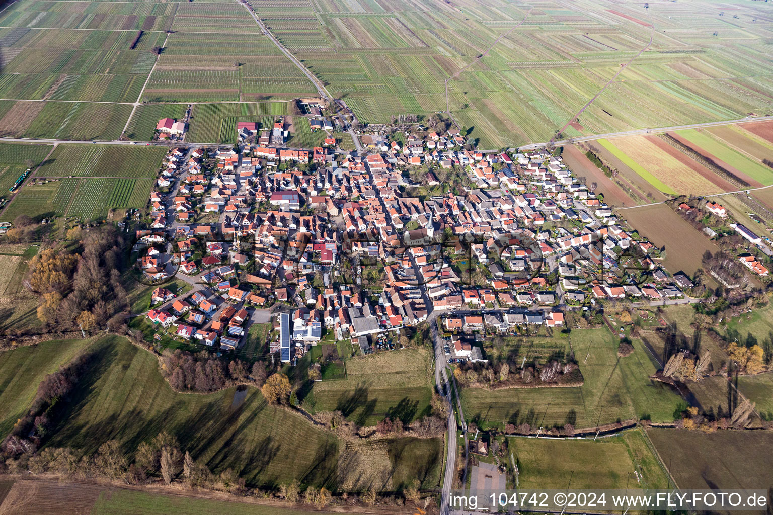 Venningen in the state Rhineland-Palatinate, Germany from a drone