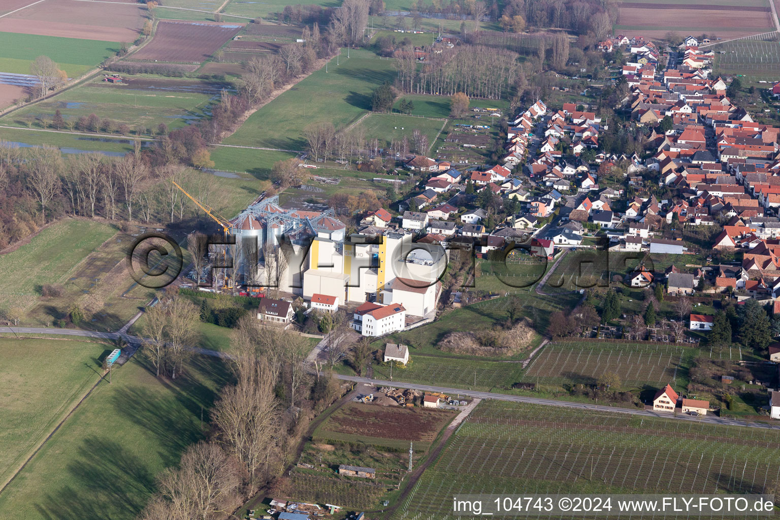 Freimersheim in the state Rhineland-Palatinate, Germany seen from a drone