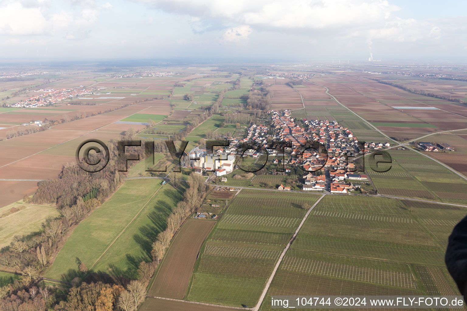 Aerial view of Freimersheim in the state Rhineland-Palatinate, Germany