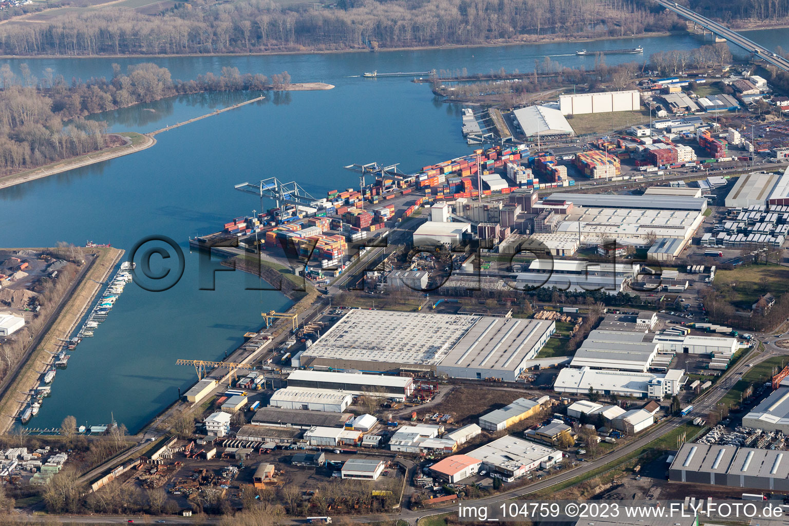 Harbor in Germersheim in the state Rhineland-Palatinate, Germany