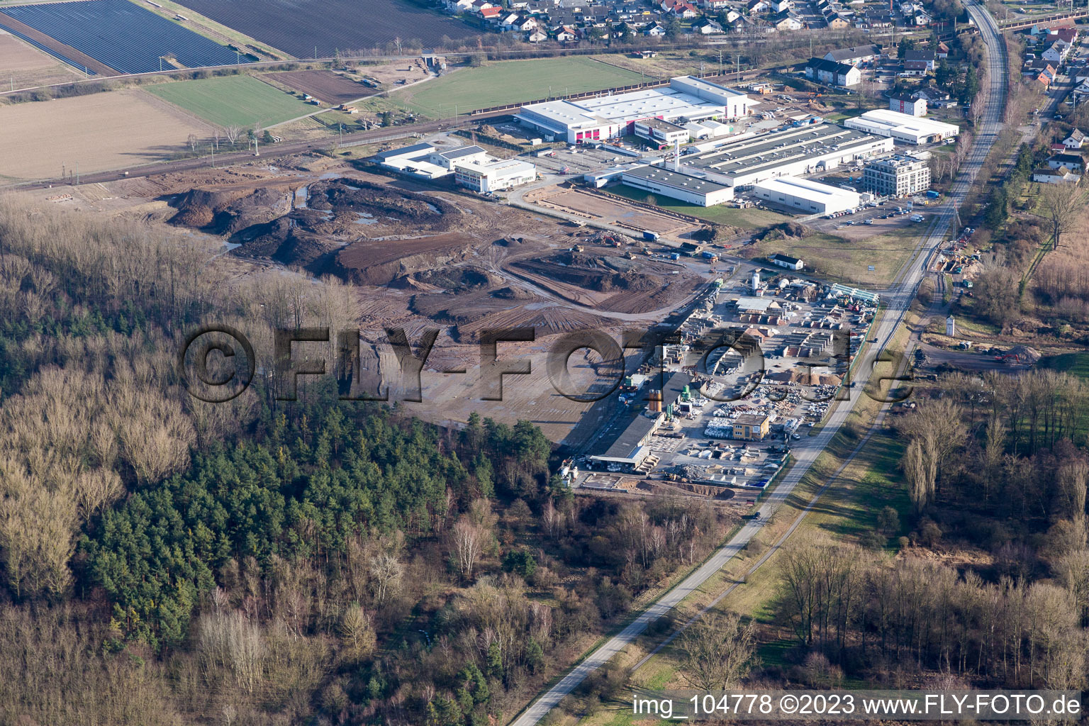 Industrial area north in the district Neudorf in Graben-Neudorf in the state Baden-Wuerttemberg, Germany