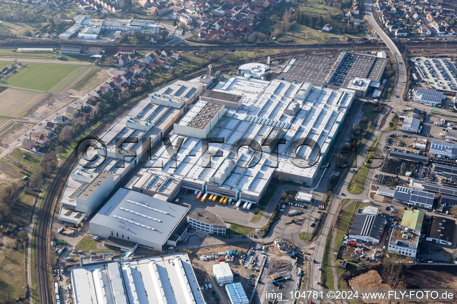 Extension - new building - construction site on the factory premises of SEW-EURODRIVE GmbH & Co KG in Graben-Neudorf in the state Baden-Wurttemberg, Germany