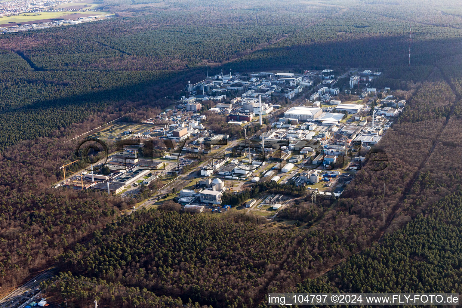 Drone image of KIK Campus North in the district Leopoldshafen in Eggenstein-Leopoldshafen in the state Baden-Wuerttemberg, Germany