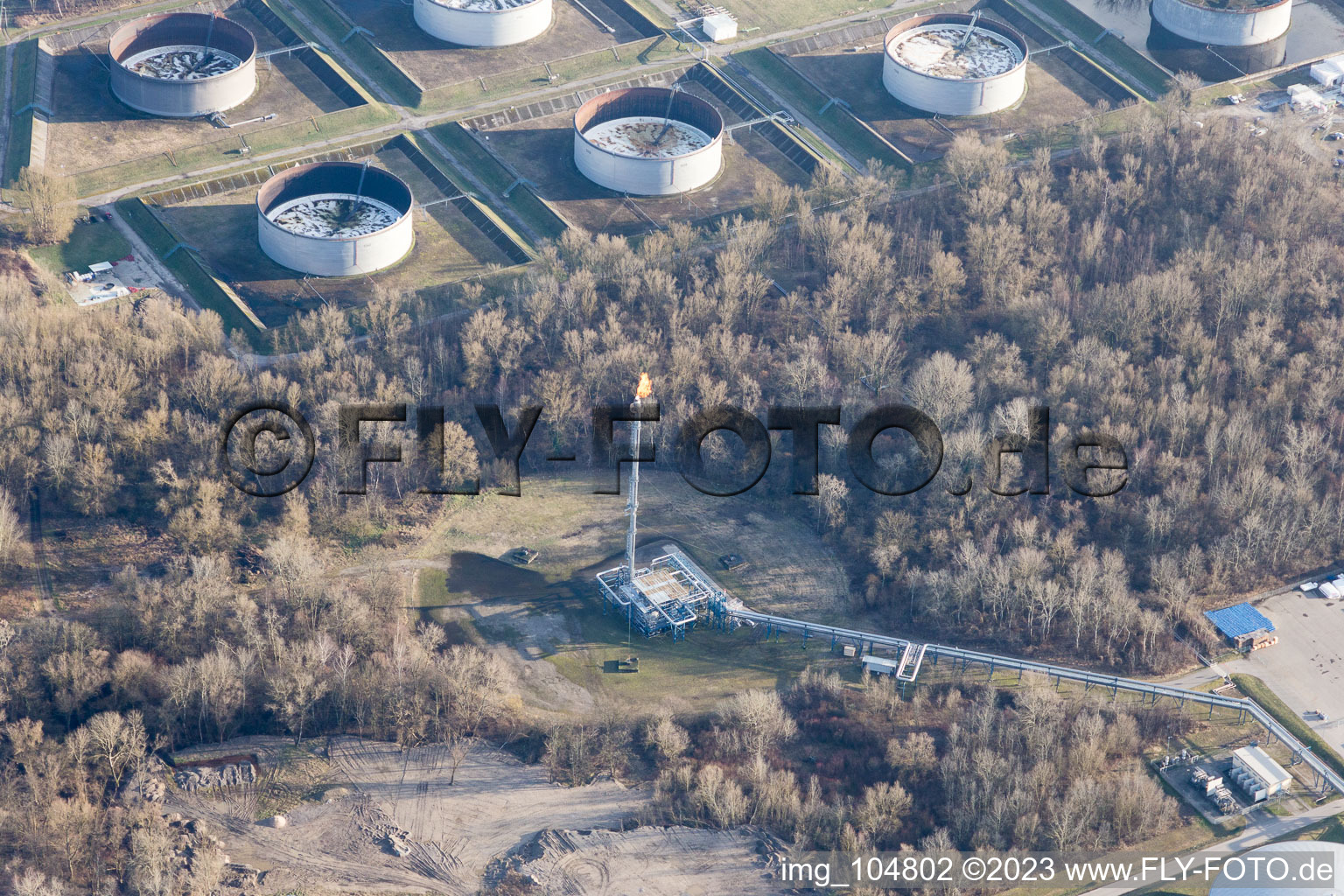 Aerial photograpy of MIRO oil refinery in the district Knielingen in Karlsruhe in the state Baden-Wuerttemberg, Germany