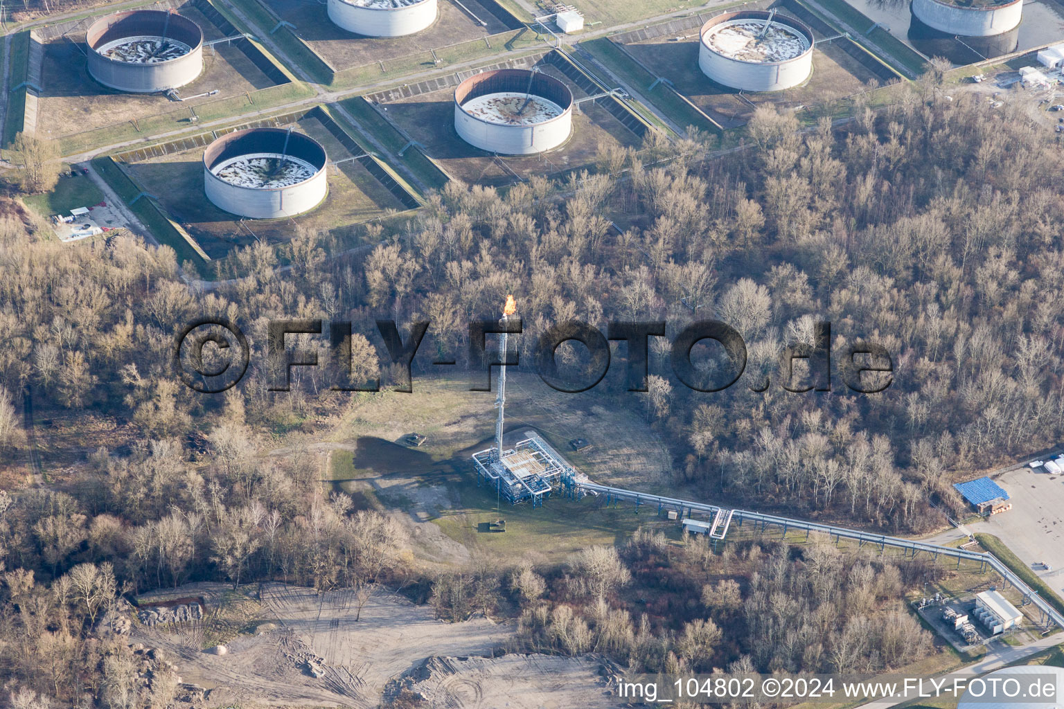 Aerial photograpy of MIRO Oil Refinery in the district Knielingen in Karlsruhe in the state Baden-Wuerttemberg, Germany