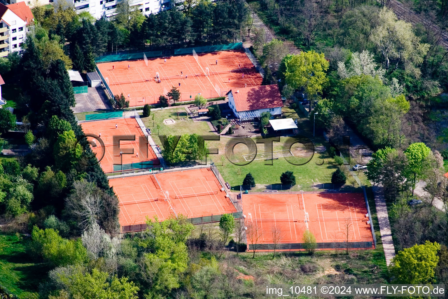 Aerial photograpy of Tennis club in Jockgrim in the state Rhineland-Palatinate, Germany