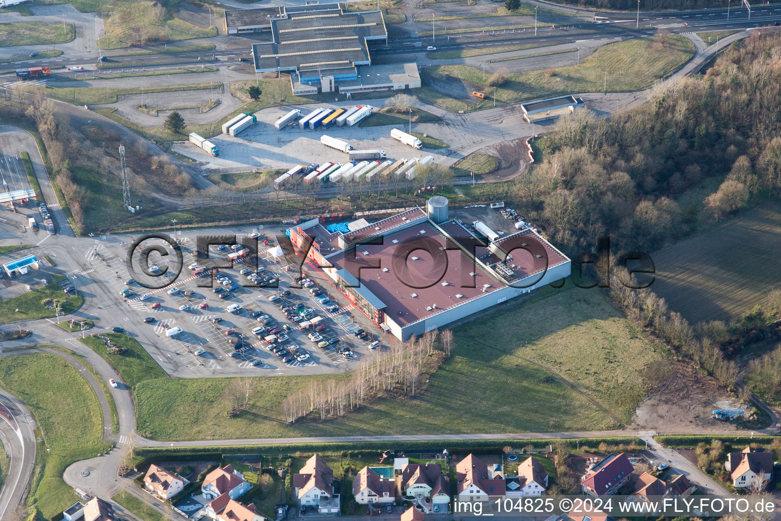 Bird's eye view of Lauterbourg in the state Bas-Rhin, France