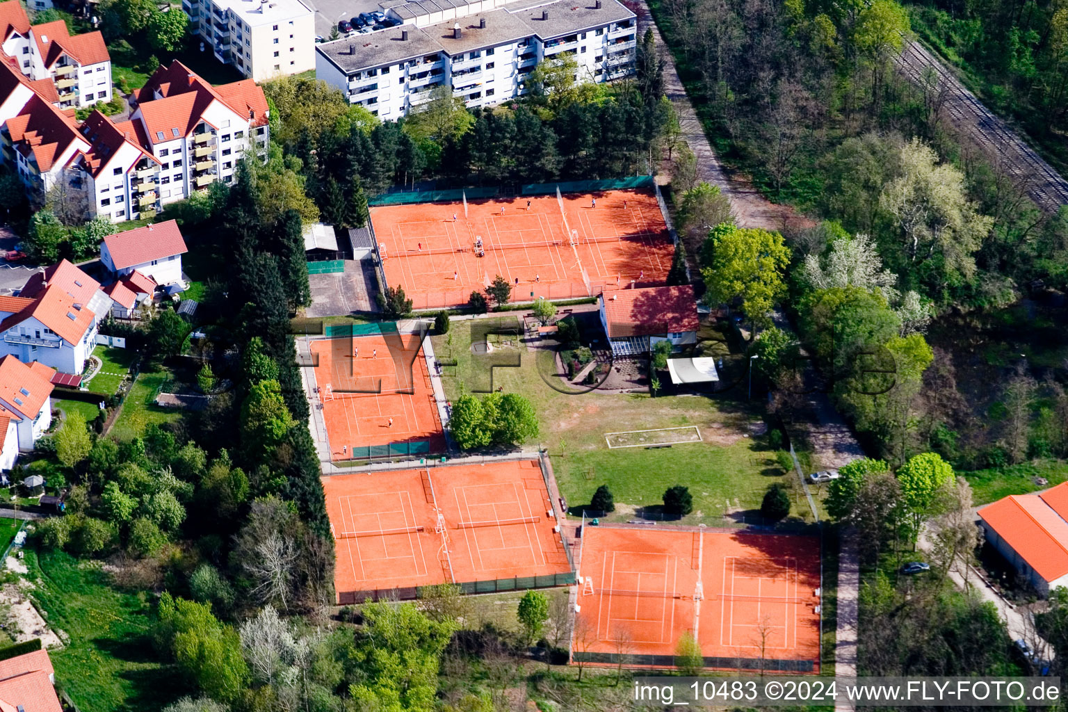 Oblique view of Tennis club in Jockgrim in the state Rhineland-Palatinate, Germany