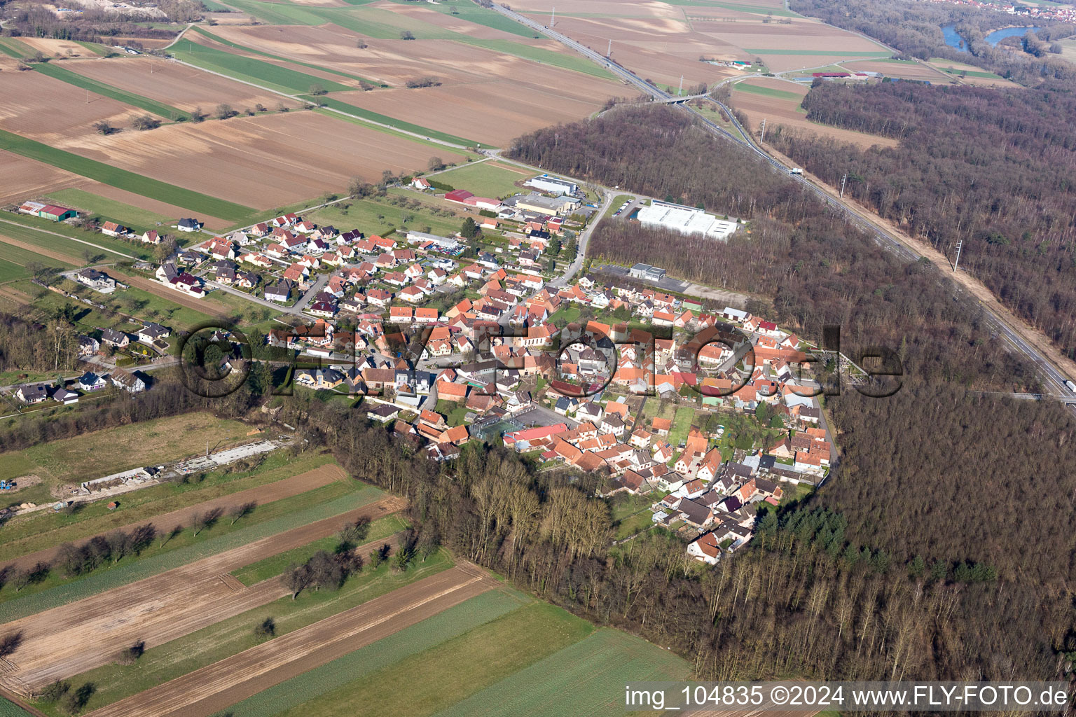 Schaffhouse-près-Seltz in the state Bas-Rhin, France seen from a drone