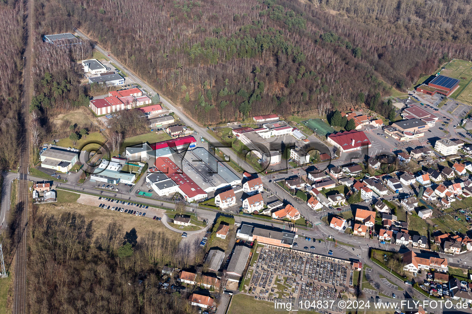 Seltz in the state Bas-Rhin, France from above