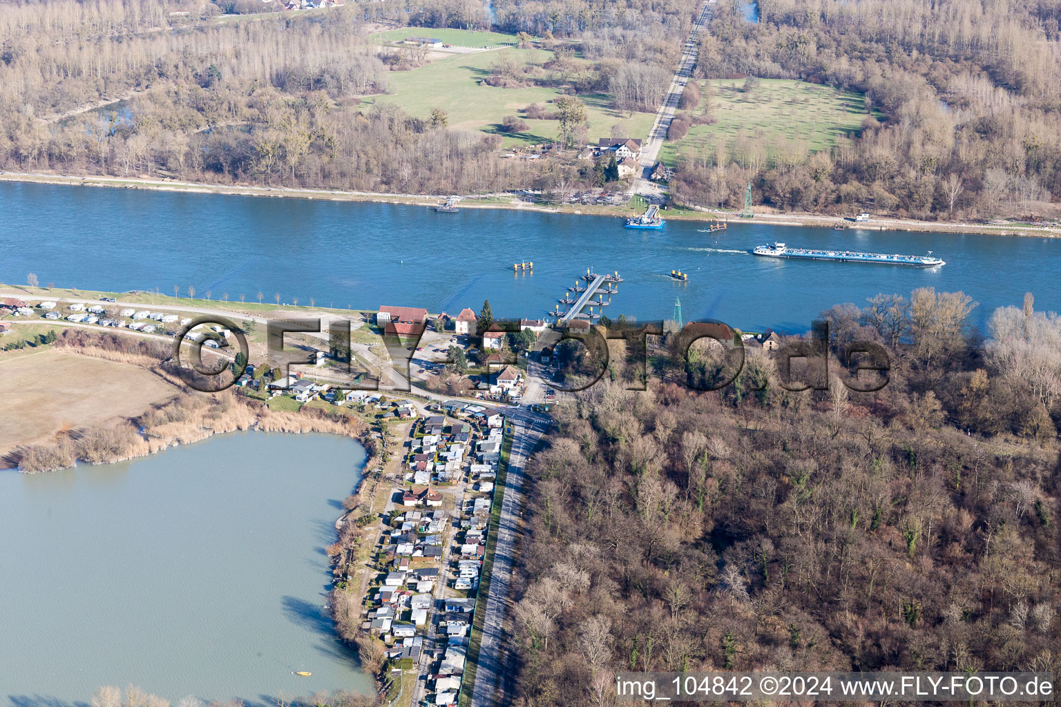 Bird's eye view of Seltz in the state Bas-Rhin, France