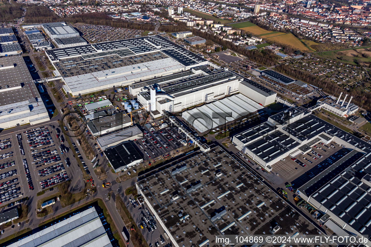 Aerial view of Mercedes Benz plant in Rastatt in the state Baden-Wuerttemberg, Germany