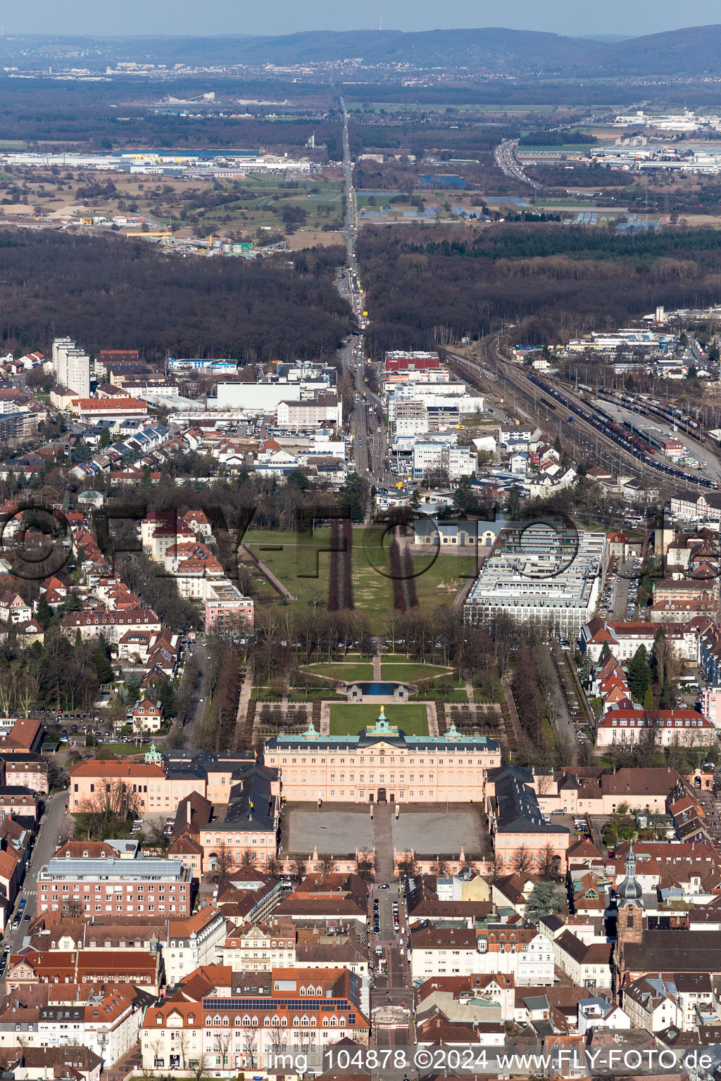 Building complex in the park of the castle Residenzschloss Rastatt in Rastatt in the state Baden-Wurttemberg, Germany