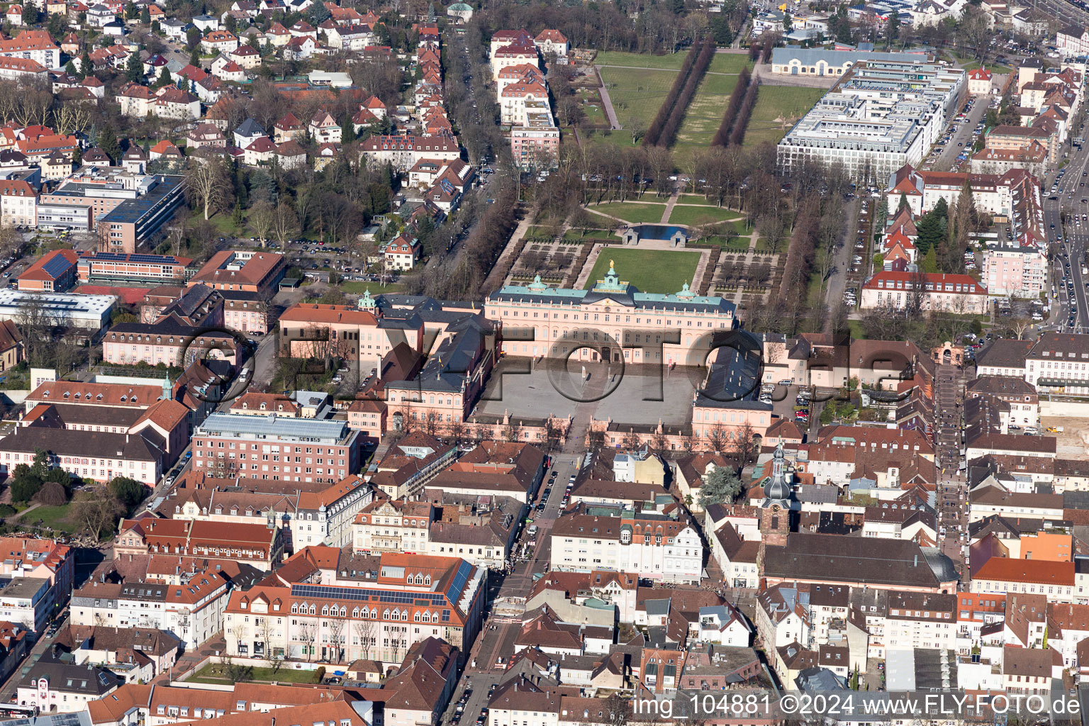 Rastatt in the state Baden-Wuerttemberg, Germany seen from above