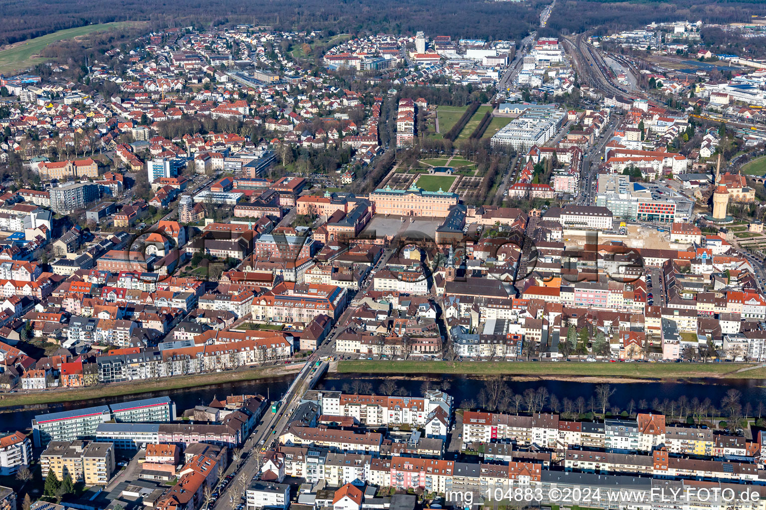 Ankerbrücke and Schloßstr in Rastatt in the state Baden-Wuerttemberg, Germany