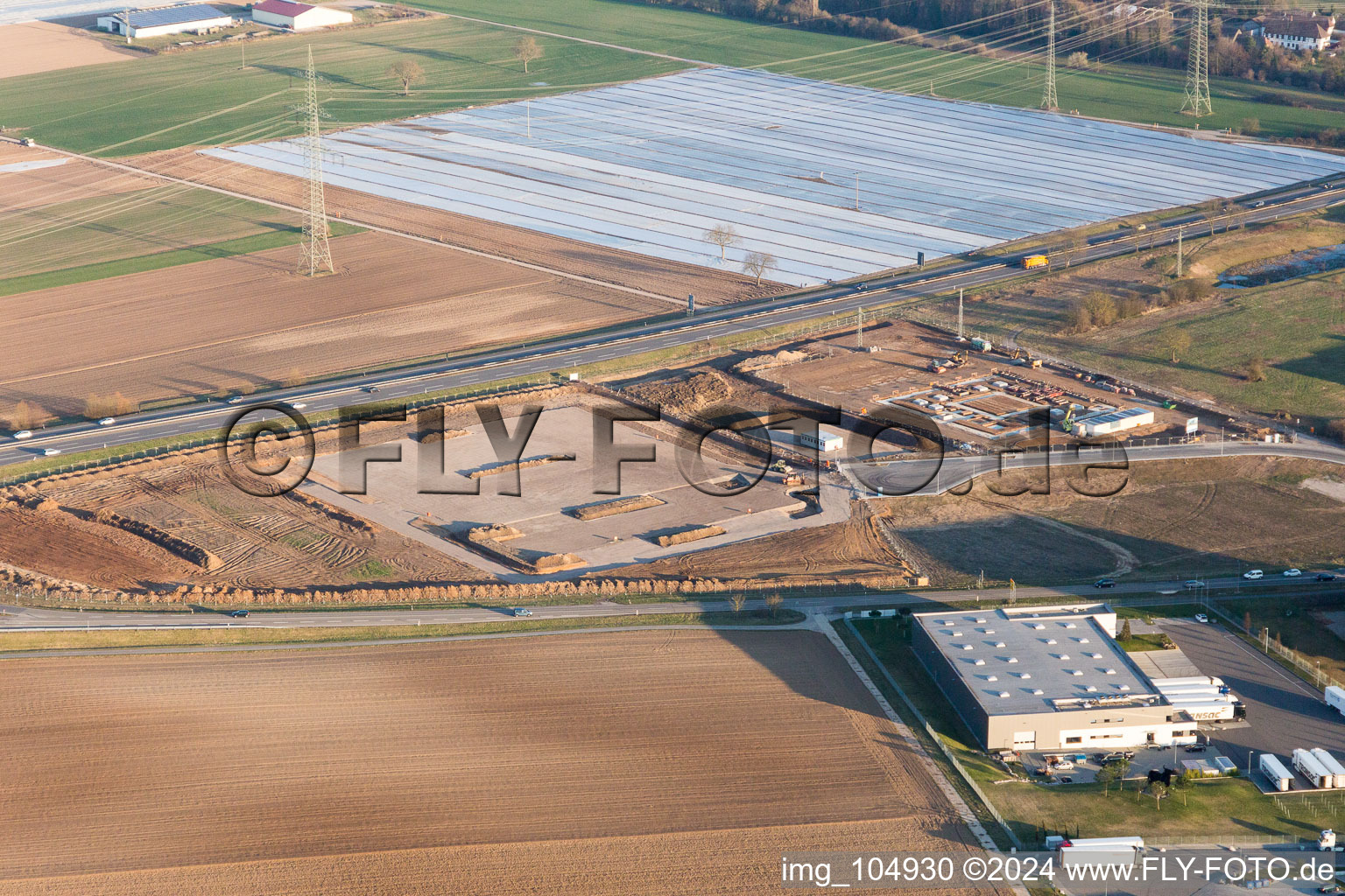 Bird's eye view of Rülzheim in the state Rhineland-Palatinate, Germany