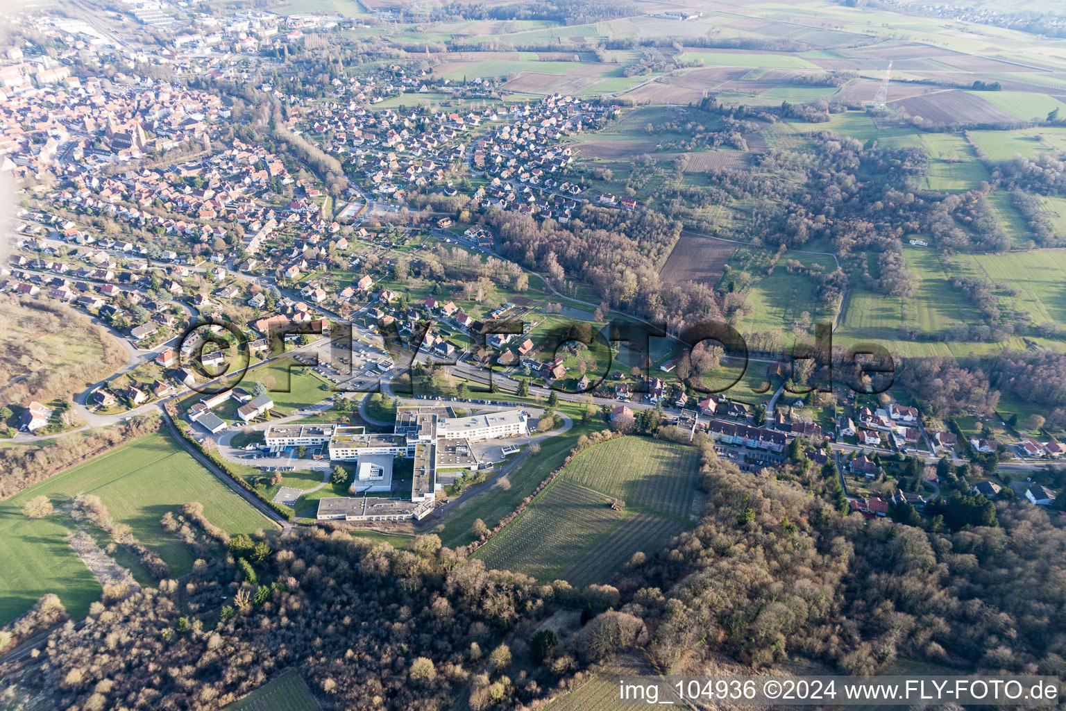 Aerial view of Clinic in Wissembourg in the state Bas-Rhin, France