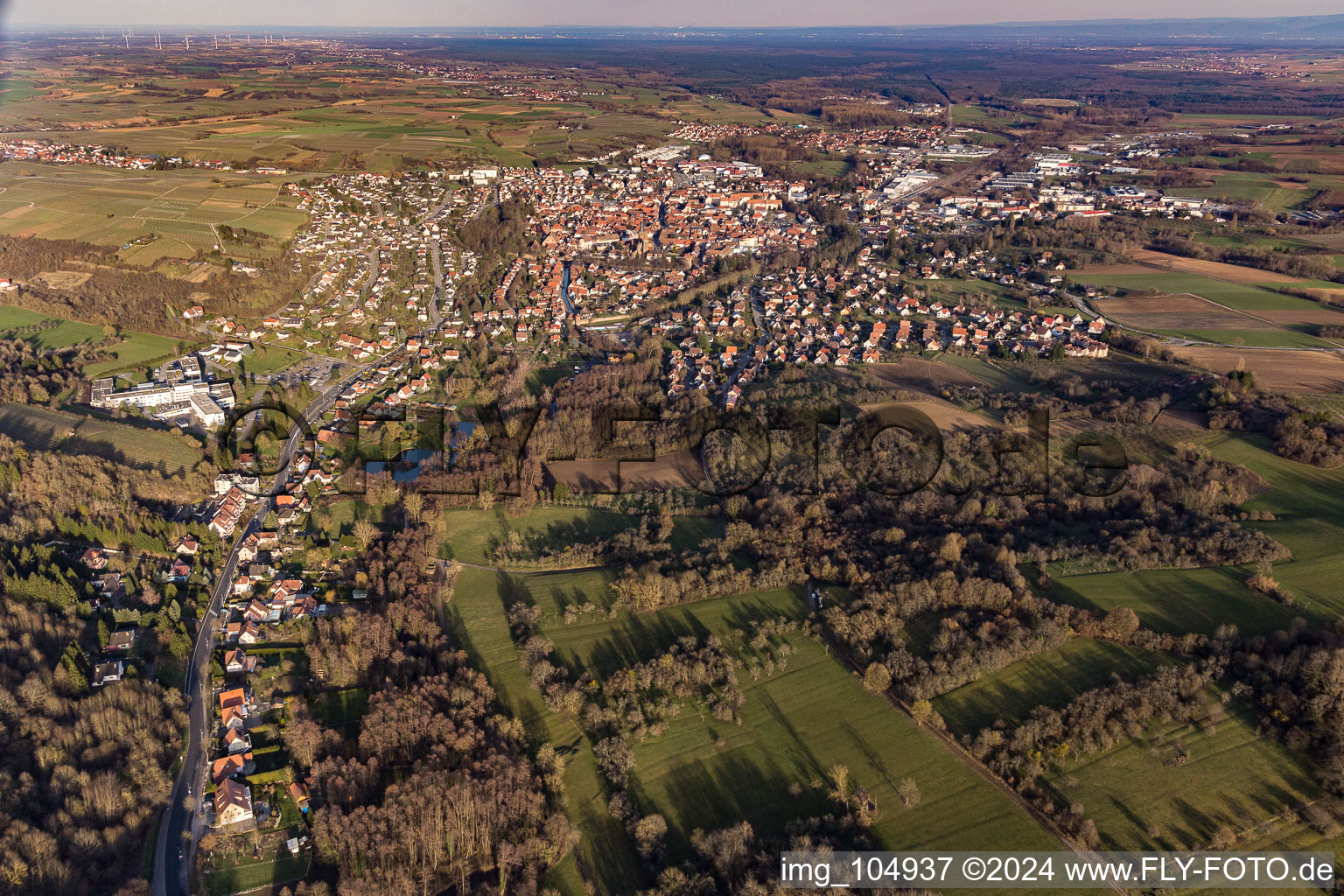 Aerial view of Wissembourg in the state Bas-Rhin, France