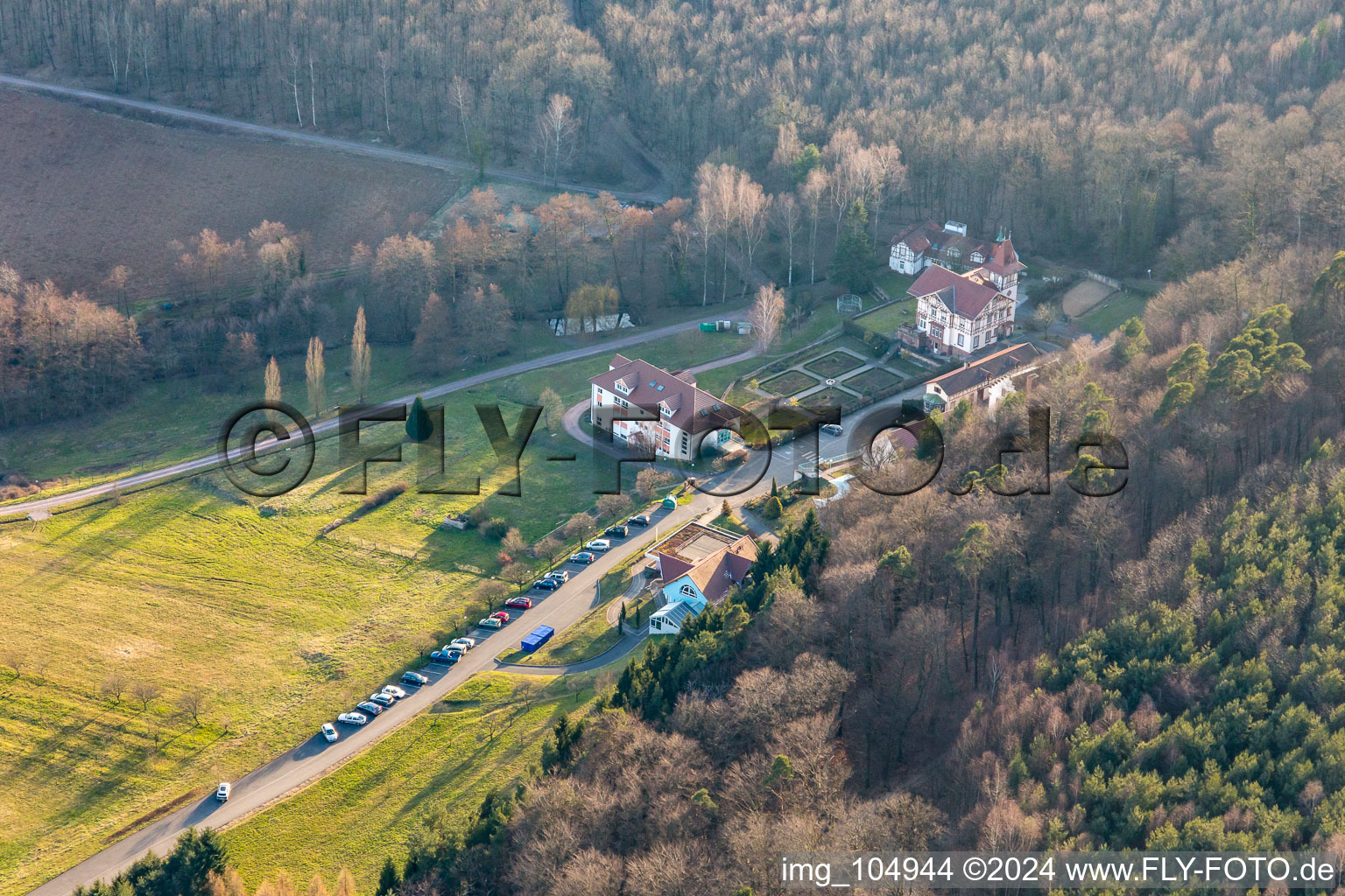 Aerial view of Marienbronn in Lobsann in the state Bas-Rhin, France