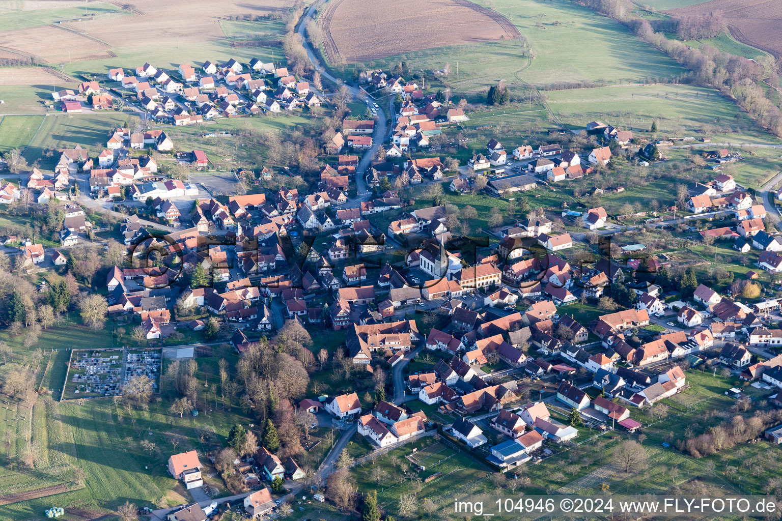 Oblique view of Lampertsloch in the state Bas-Rhin, France