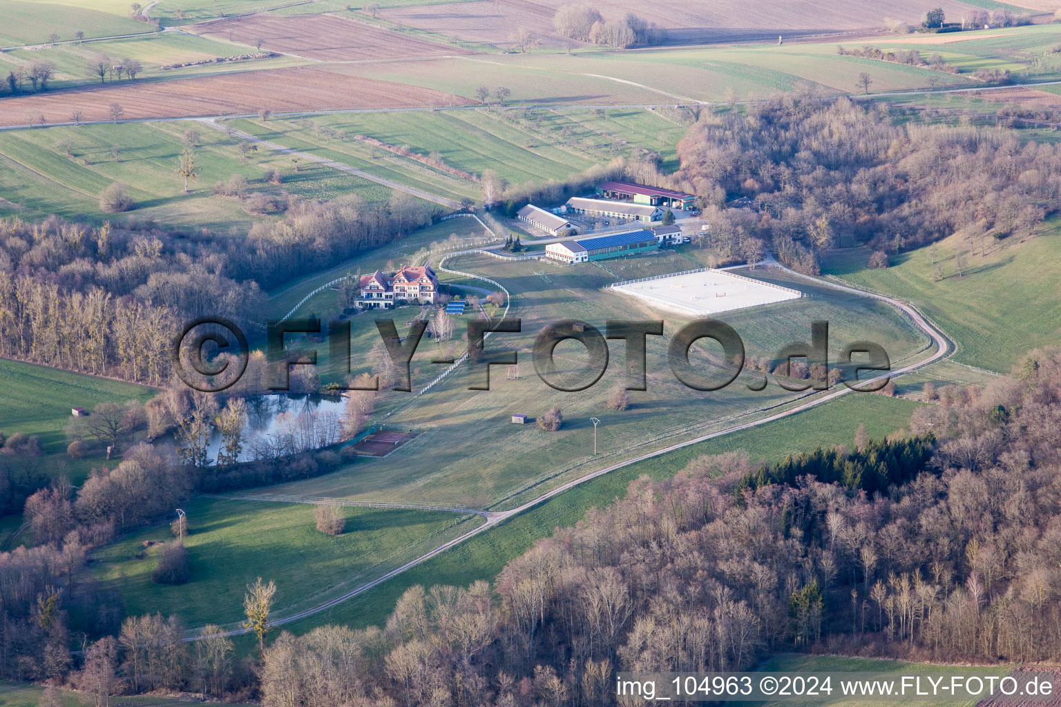 Am Froeschenberg, Haras Lerchenberg in Gundershoffen in the state Bas-Rhin, France out of the air