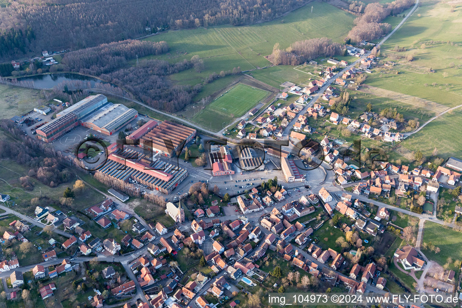 Zinswiller in the state Bas-Rhin, France from above