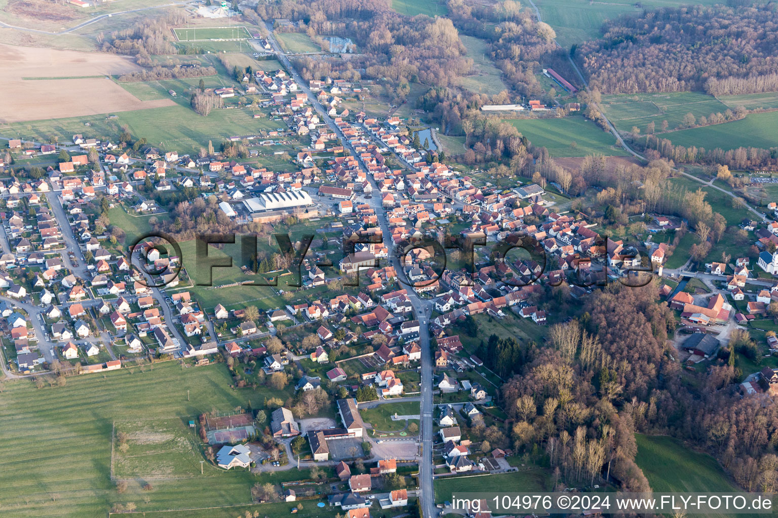 Drone image of Gumbrechtshoffen in the state Bas-Rhin, France