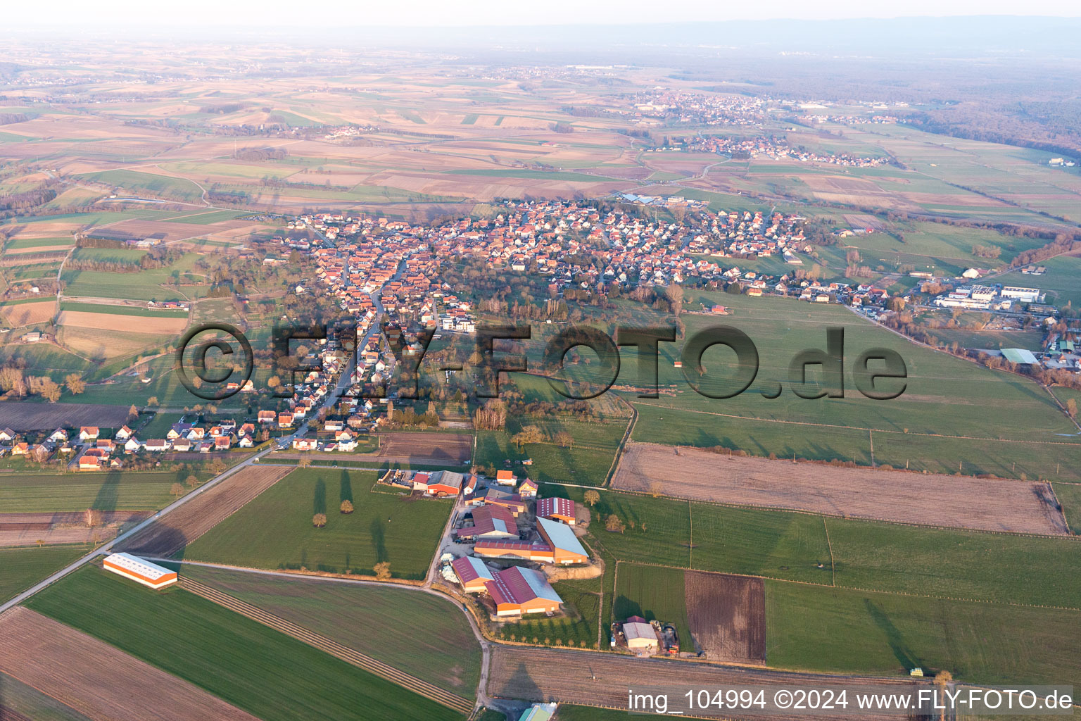 Bird's eye view of Surbourg in the state Bas-Rhin, France