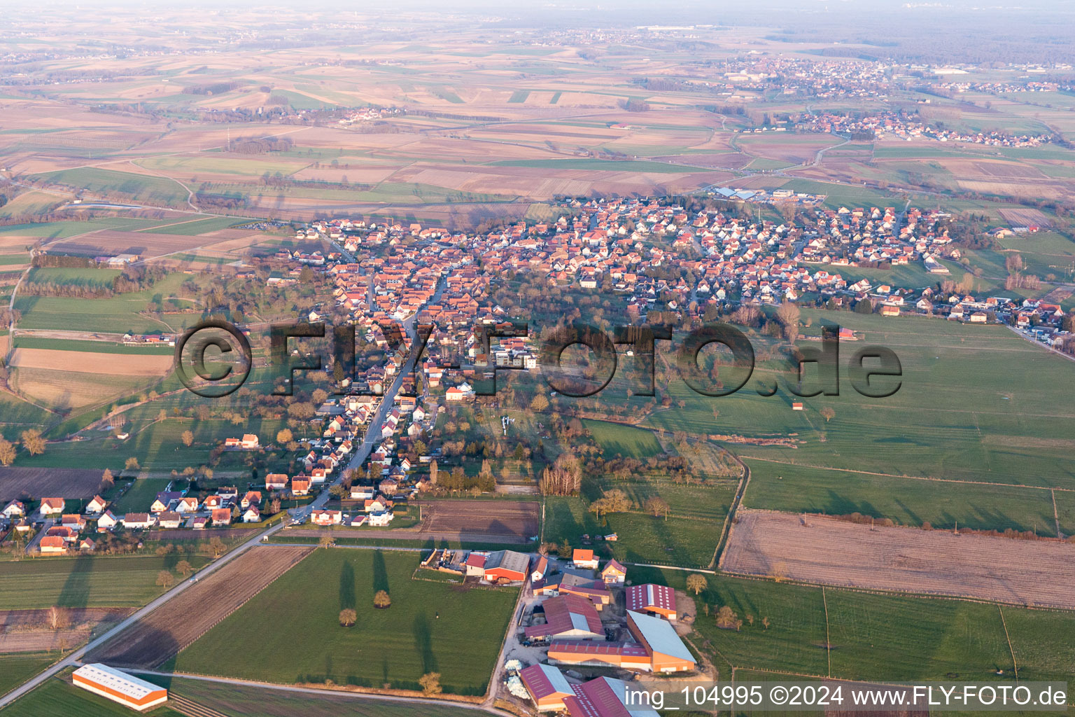 Surbourg in the state Bas-Rhin, France viewn from the air