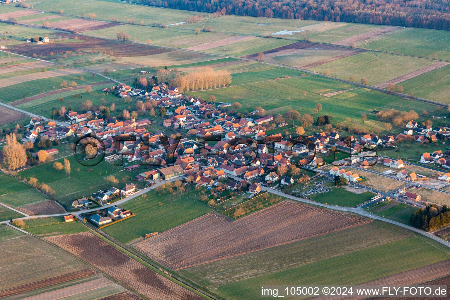 Betschdorf in the state Bas-Rhin, France from above