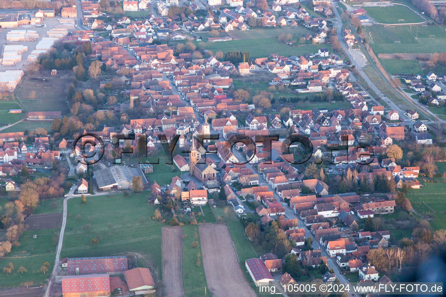 Betschdorf in the state Bas-Rhin, France seen from above