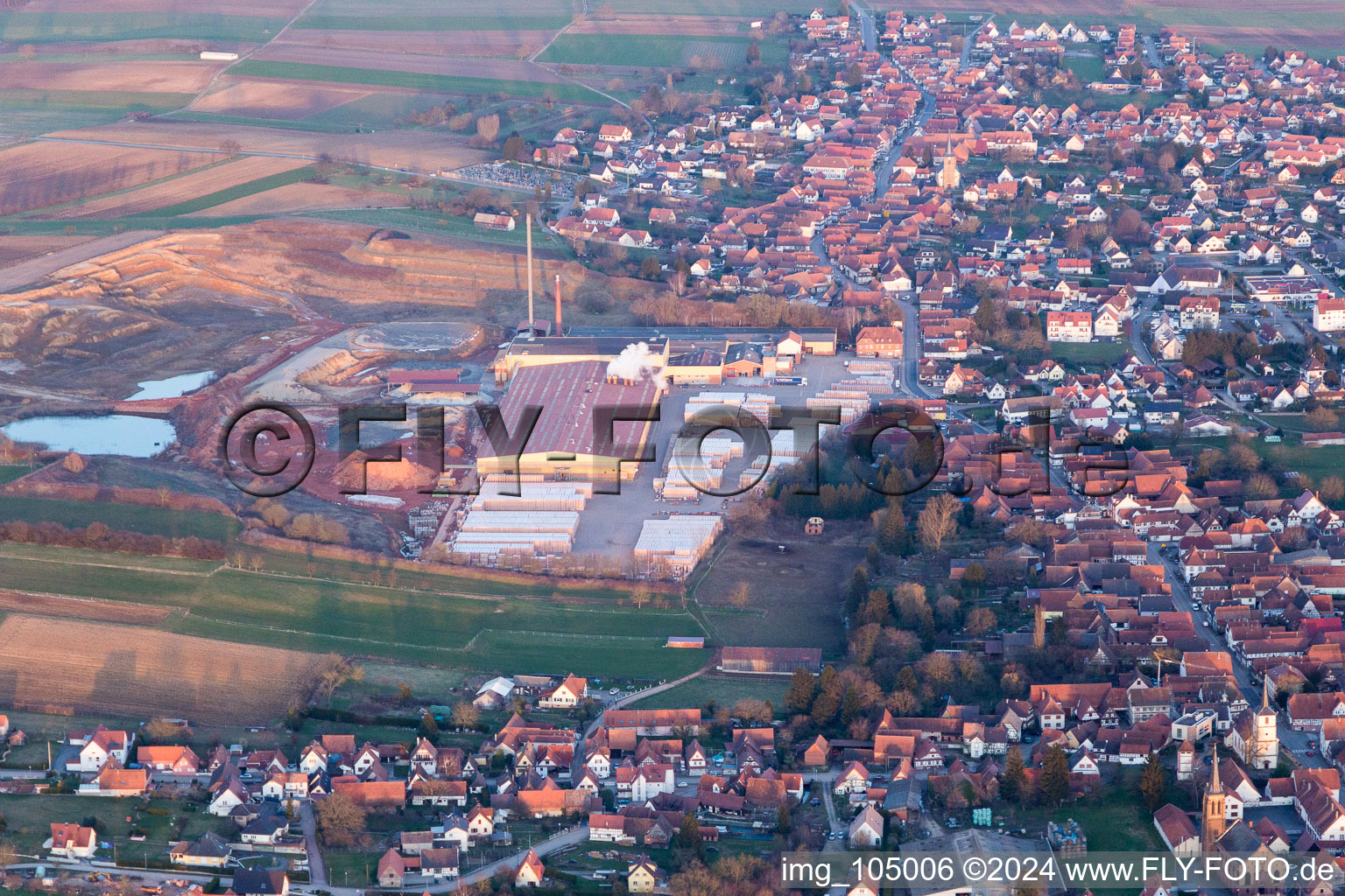 Betschdorf in the state Bas-Rhin, France from the plane