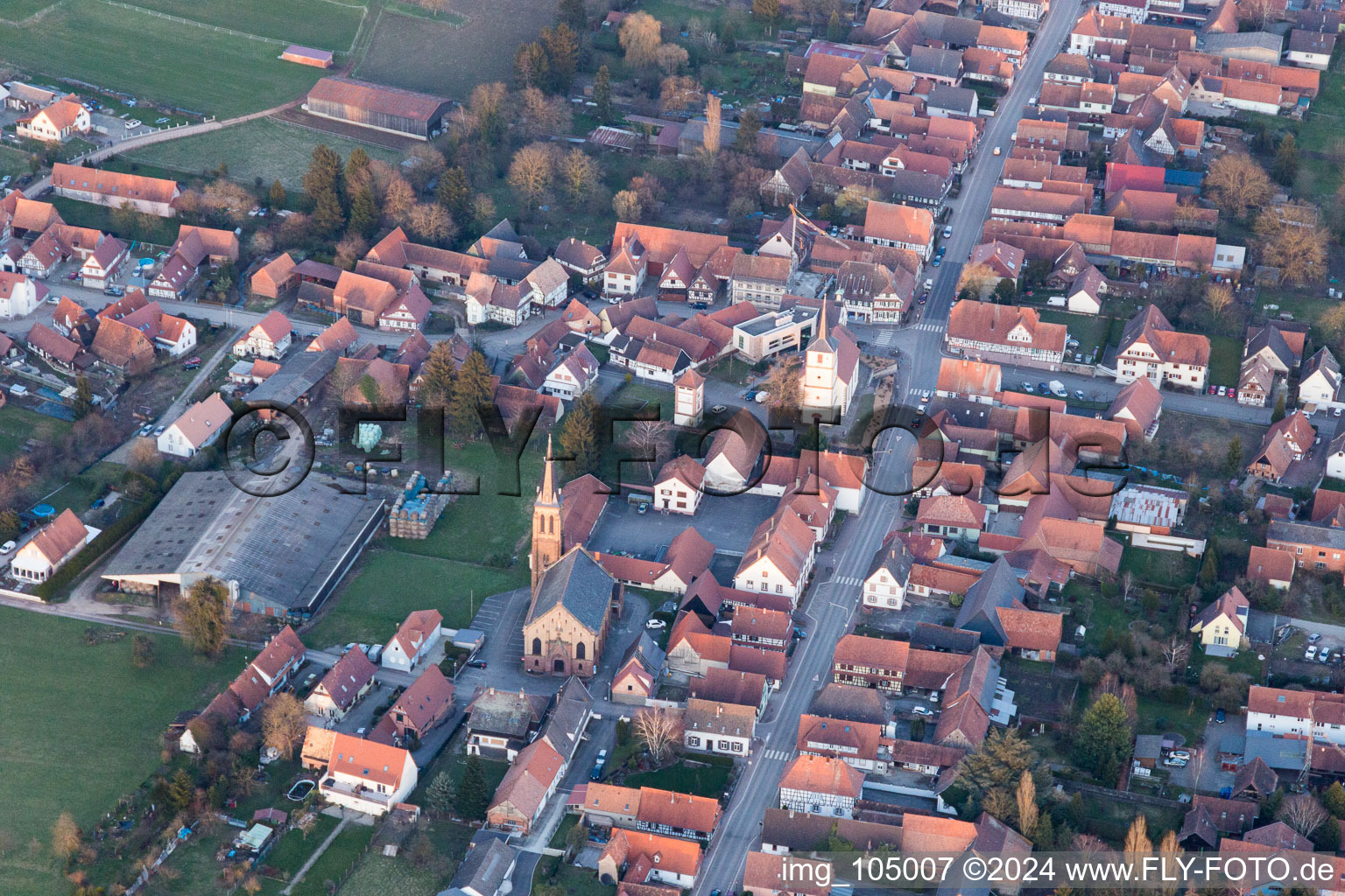 Bird's eye view of Betschdorf in the state Bas-Rhin, France