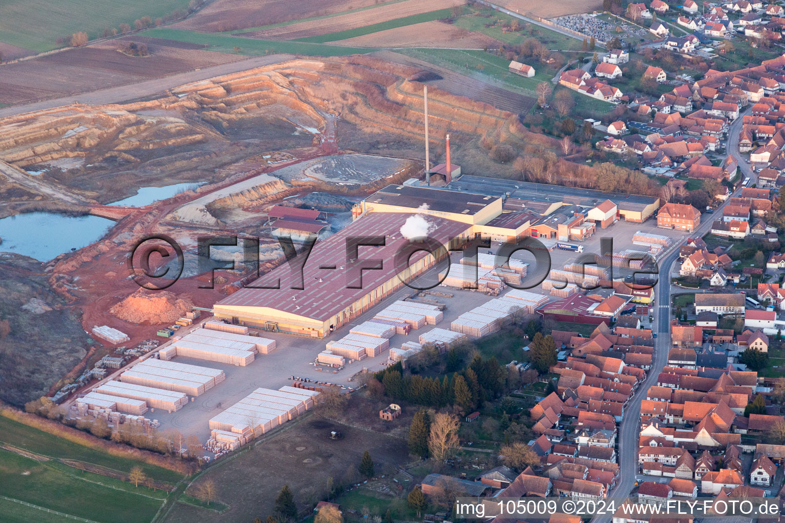 Betschdorf in the state Bas-Rhin, France viewn from the air