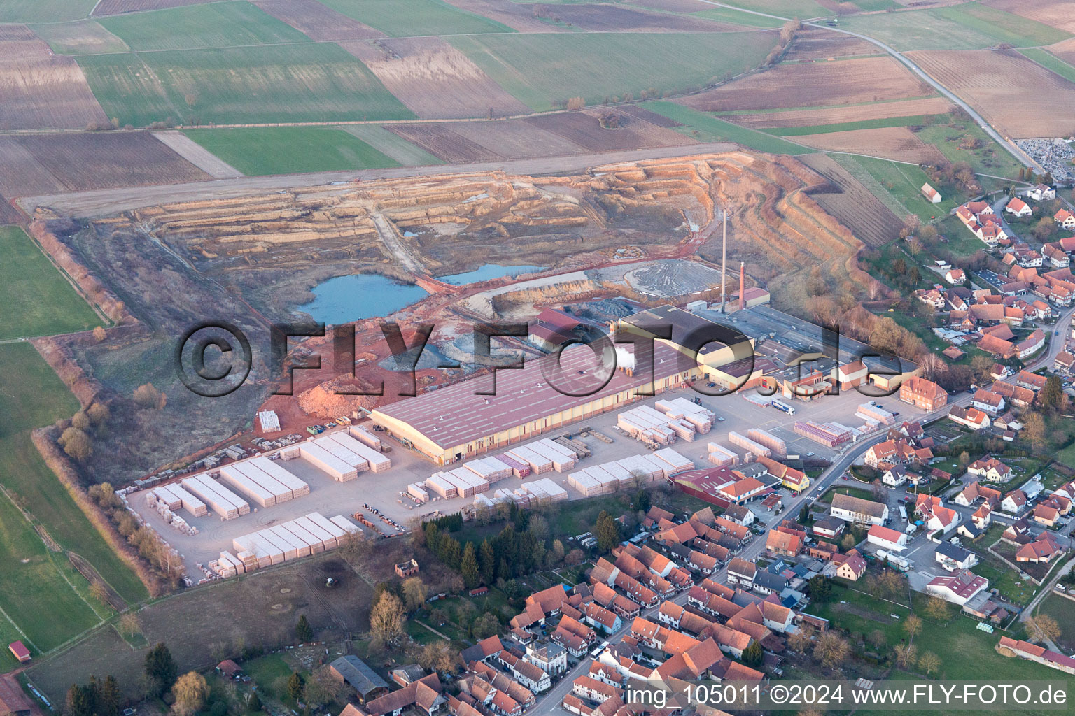 Drone recording of Betschdorf in the state Bas-Rhin, France