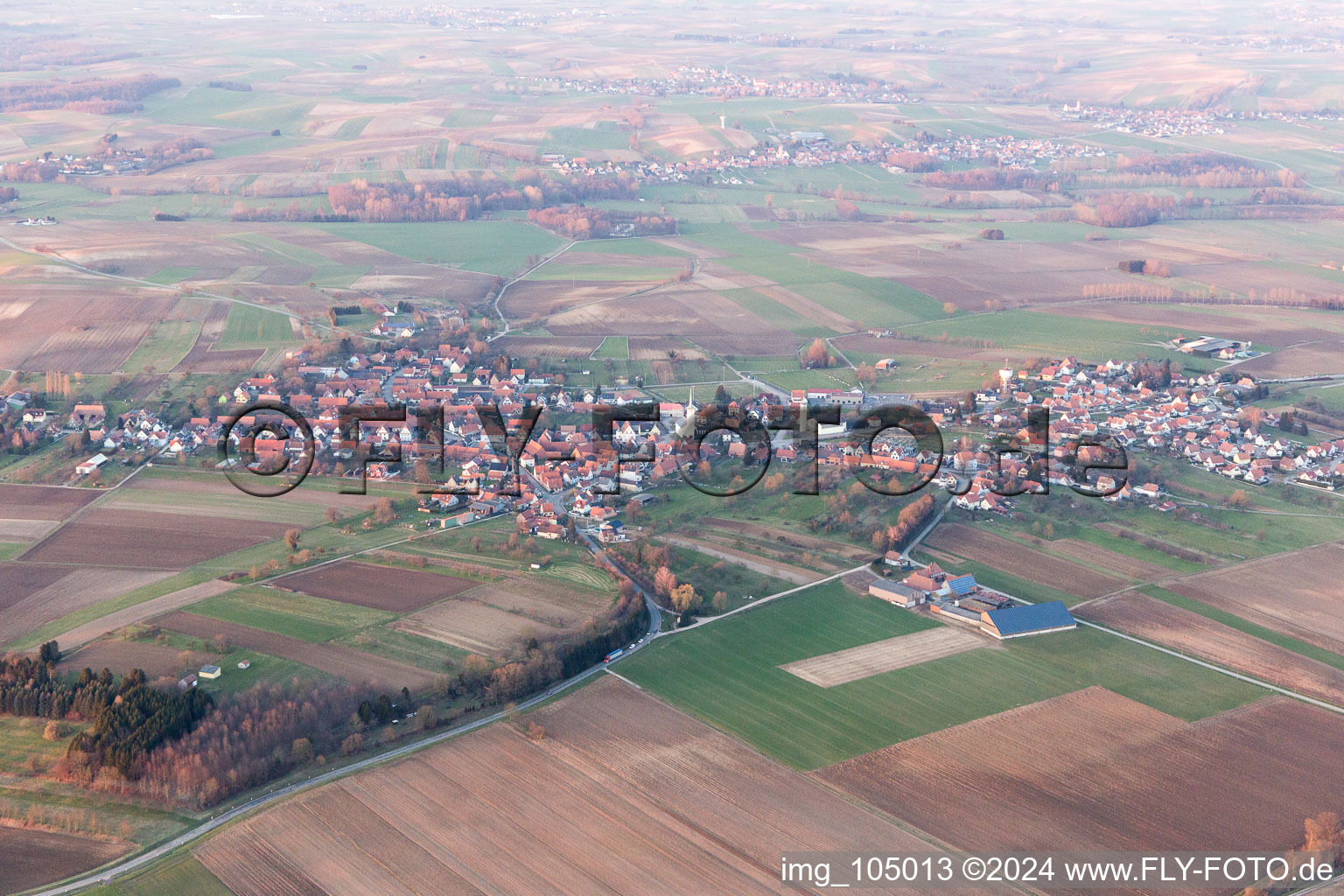 Drone recording of Hatten in the state Bas-Rhin, France